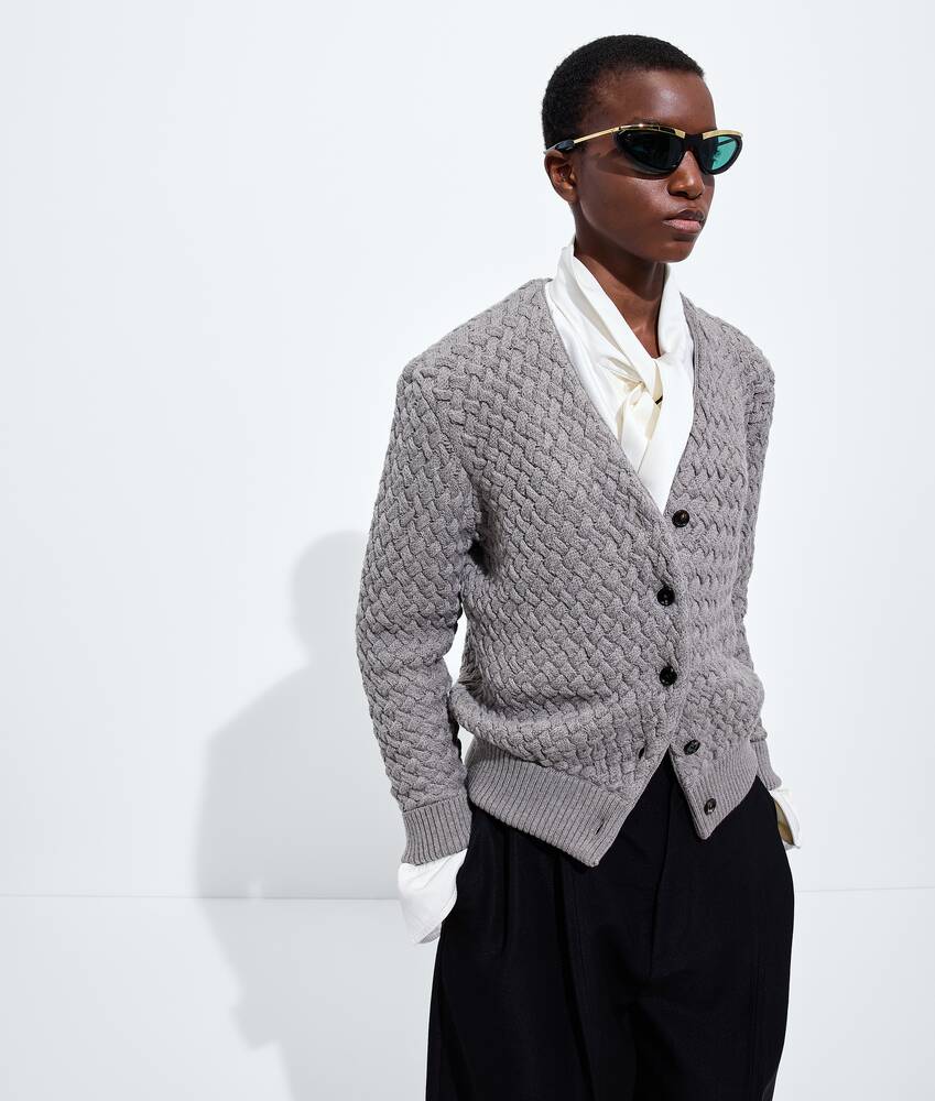 Women's Intrecciato Wool Cardigan in Riverbed melange Bottega Veneta Luxembourg EN - Image 2