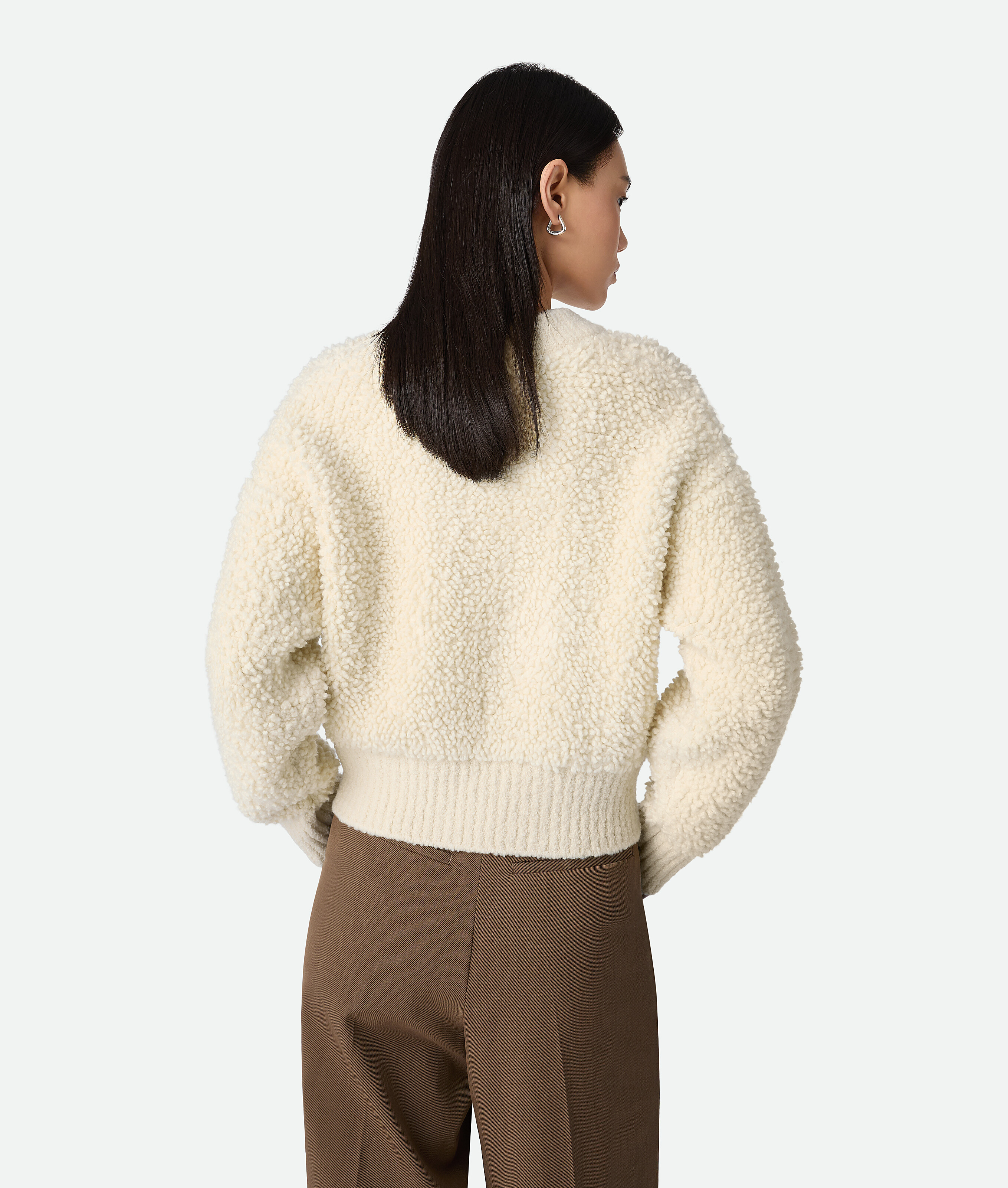 Bottega Veneta Wool Loop And Rib Cardigan In Neutral