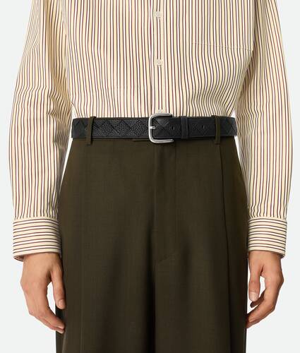 Men's Intrecciato Taurillon Belt in Black Bottega Veneta Ireland EN - Image 2