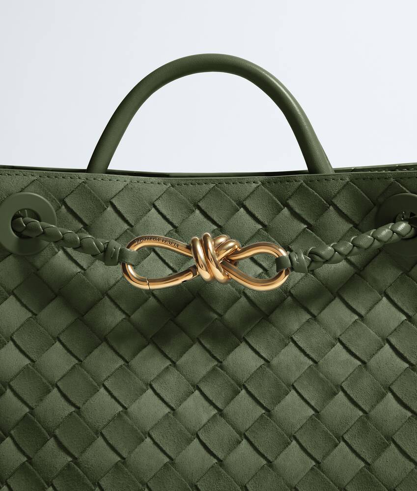 Women's Small Andiamo in Green tweed Bottega Veneta Singapore EN - Image 7