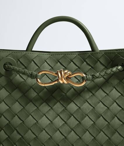 Women's Small Andiamo in Green tweed Bottega Veneta Singapore EN - Image 7