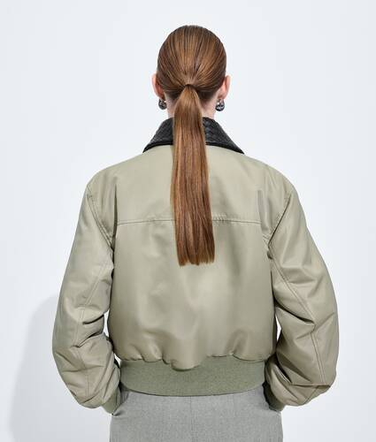 Women's Satin Nylon Blouson in Tarragon Bottega Veneta United States EN - Image 3