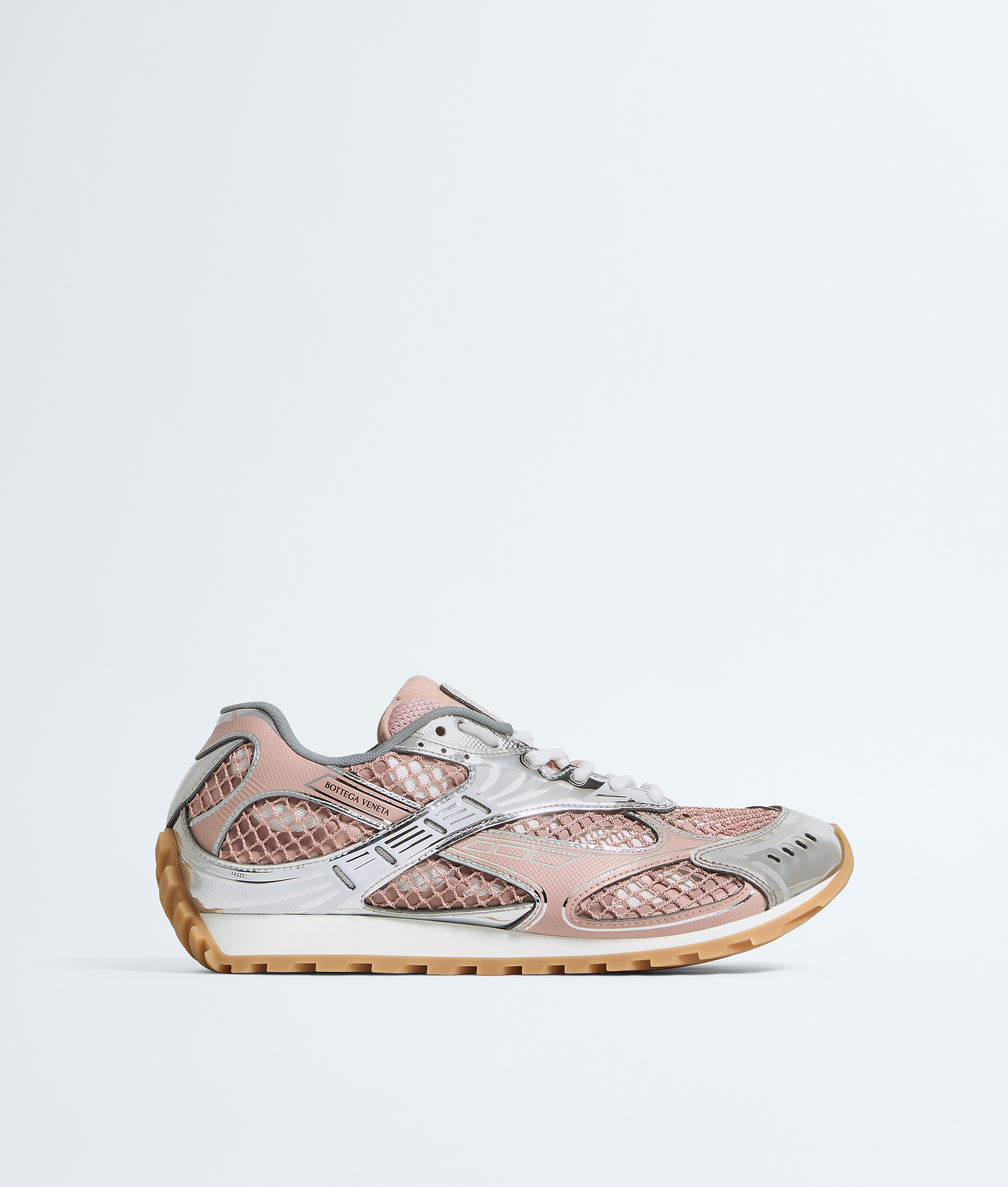 Bottega Veneta Orbit Sneaker In White/terra Pink