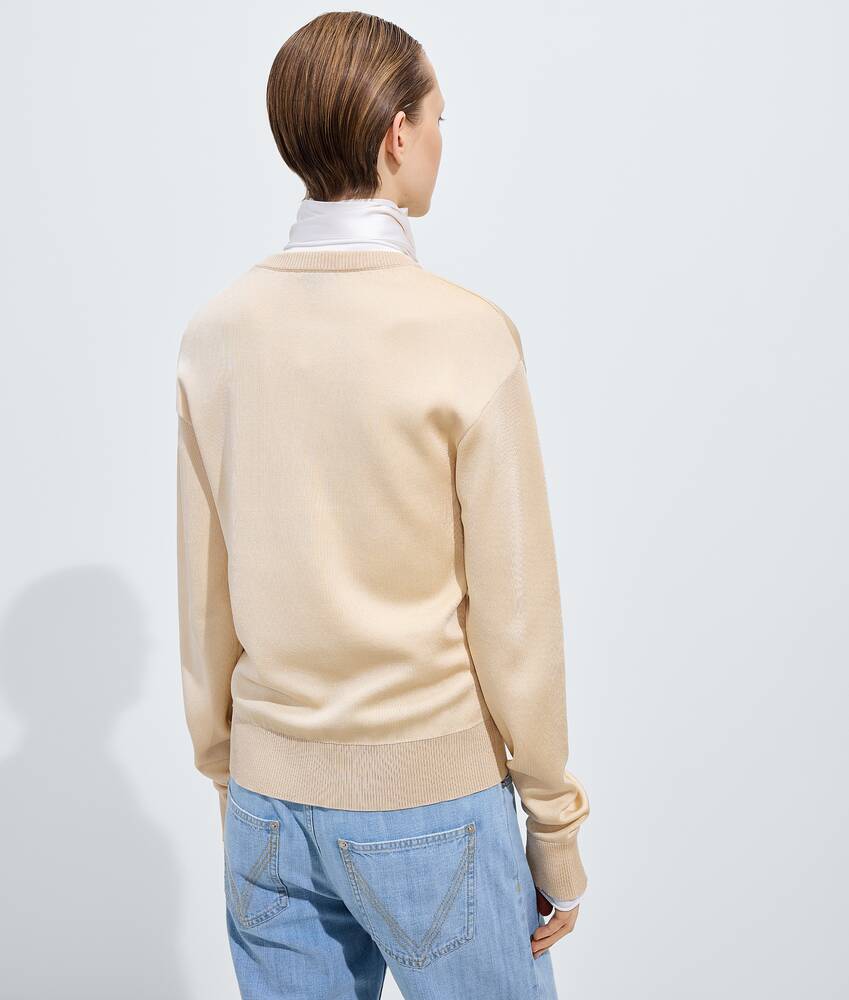 Cardigan en maille de soie double pour Femme en Prosecco/chalk Bottega Veneta France FR - Image 3