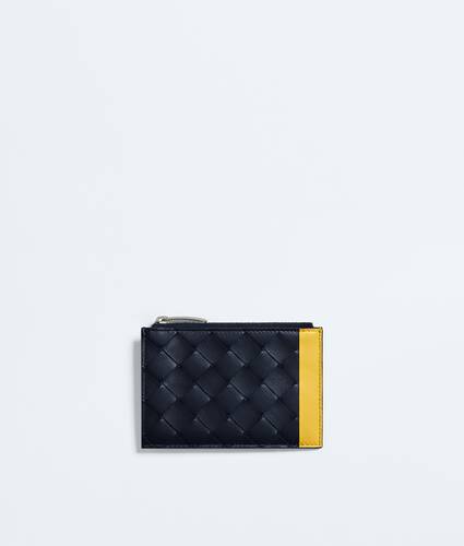 Men's Intrecciato Zipped Card Case in Midnight/taxi Bottega Veneta Brazil EN - Image 1