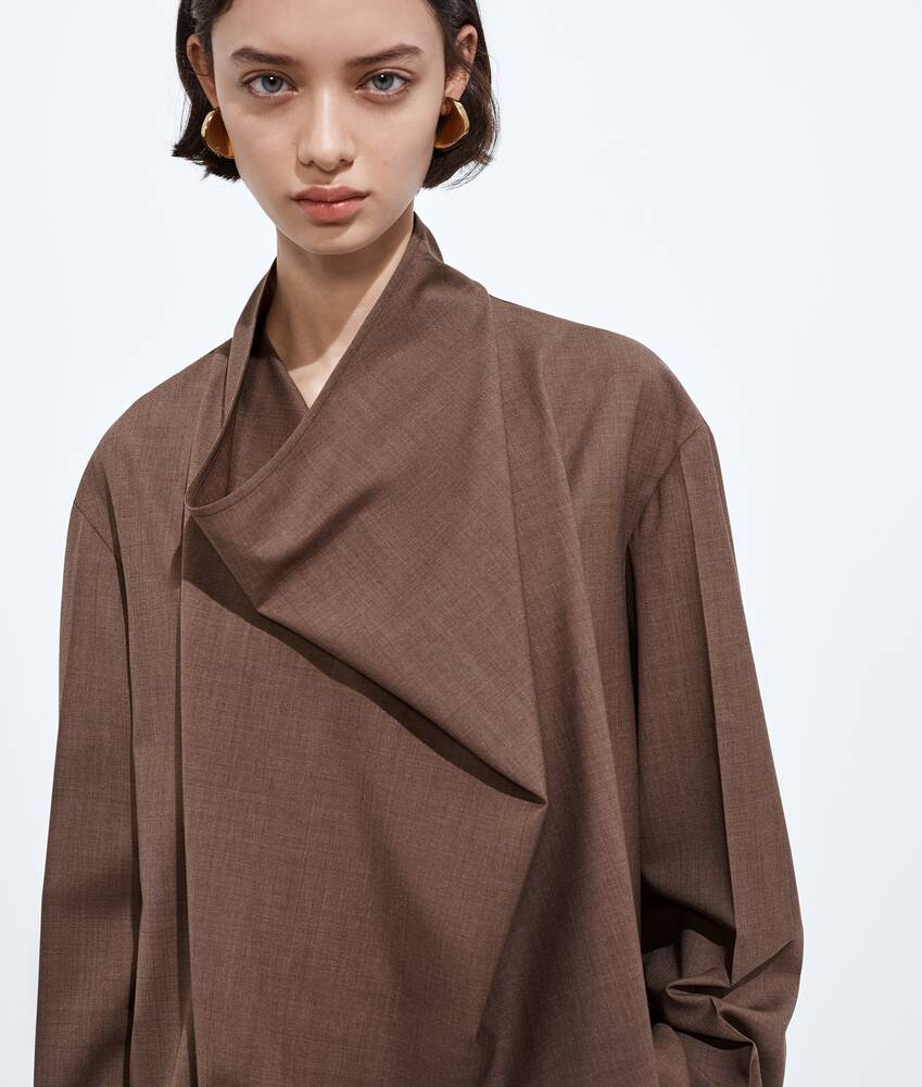 Women's Light Wool Toile Blouse in Camel melange Bottega Veneta Belgium EN - Image 4