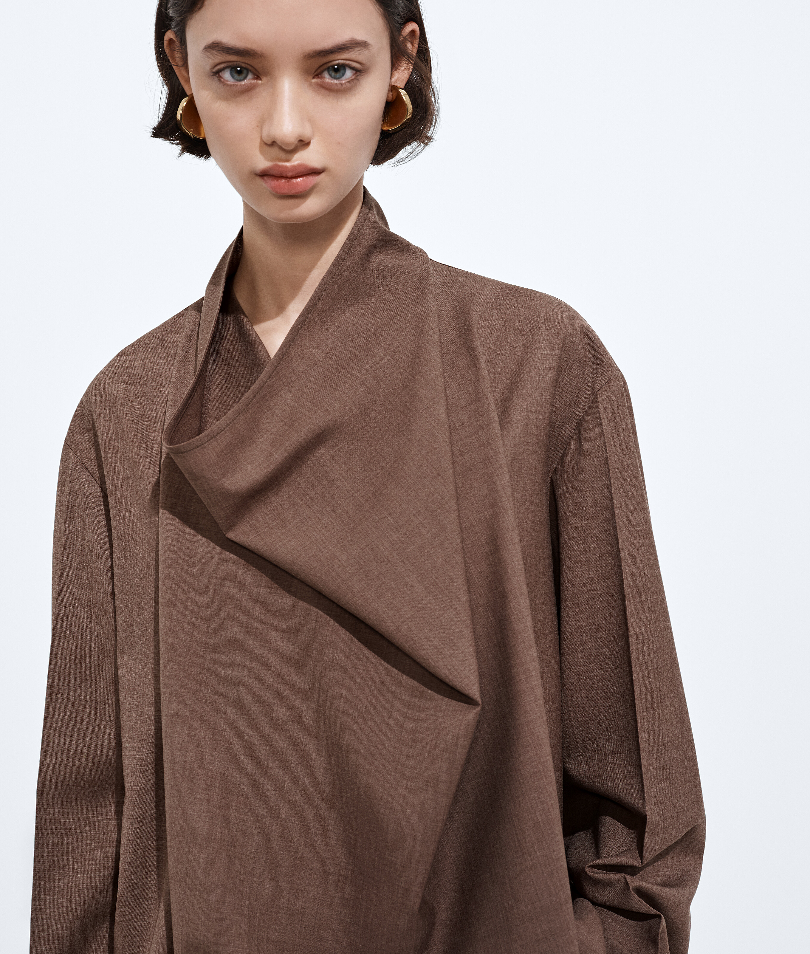 Women's Light Wool Toile Blouse in Camel melange Bottega Veneta Luxembourg EN - Image 4