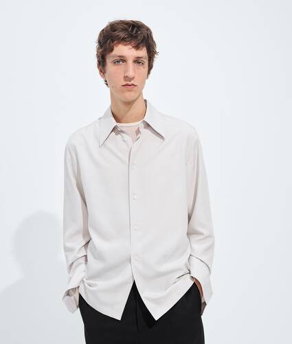 Men's Matte Silk Toile Shirt in Polar Bottega Veneta Canada EN - Image 1