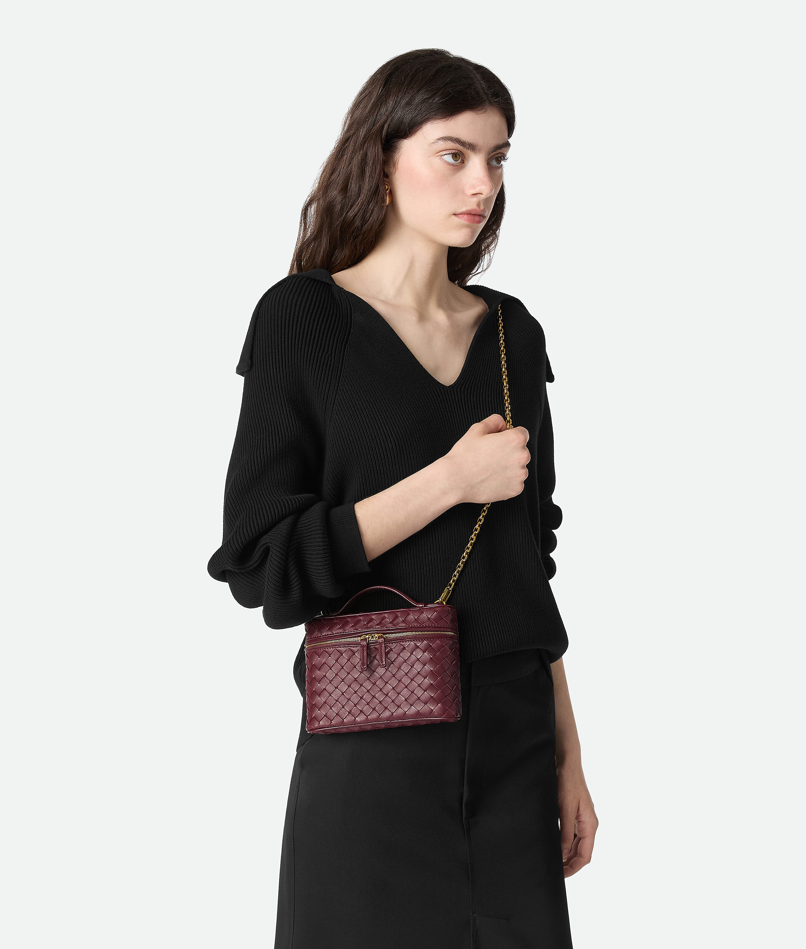 Bottega Veneta Small Soft Vanity In Burgundy