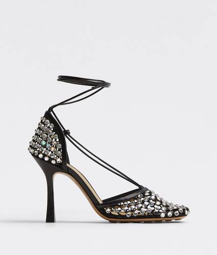 Ela's Sand&aacute;lia Sparkle Stretch Com Cadar&ccedil;o em Black Bottega Veneta Brasil PT - Image 1