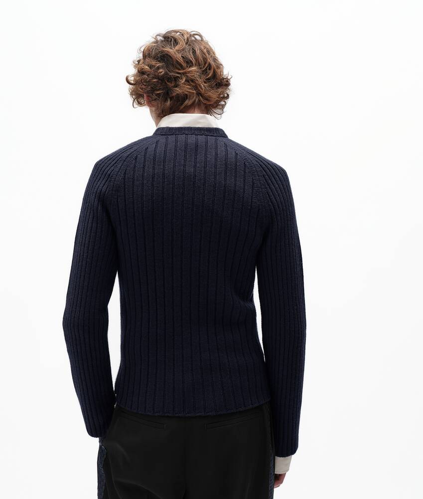 Men's Merino Wool Rib Knit Sweater in Midnight blue Bottega Veneta United States EN - Image 3