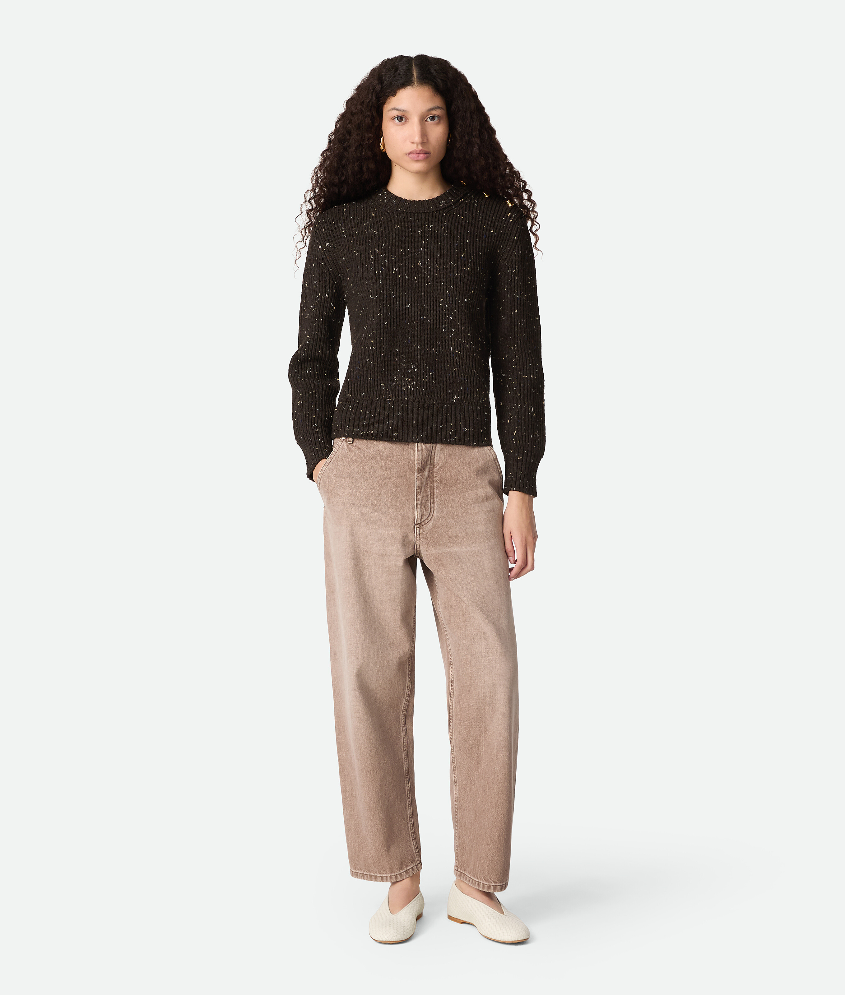 Bottega Veneta Intrecciato Leather Ballet Flats In Neutral