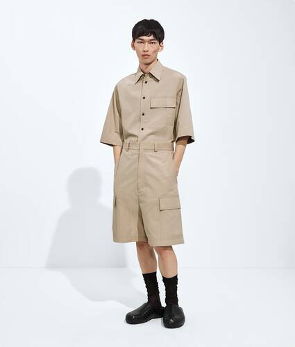 Men's Cotton Toile Cargo Shorts in Stucco Bottega Veneta United Kingdom EN - Image 1