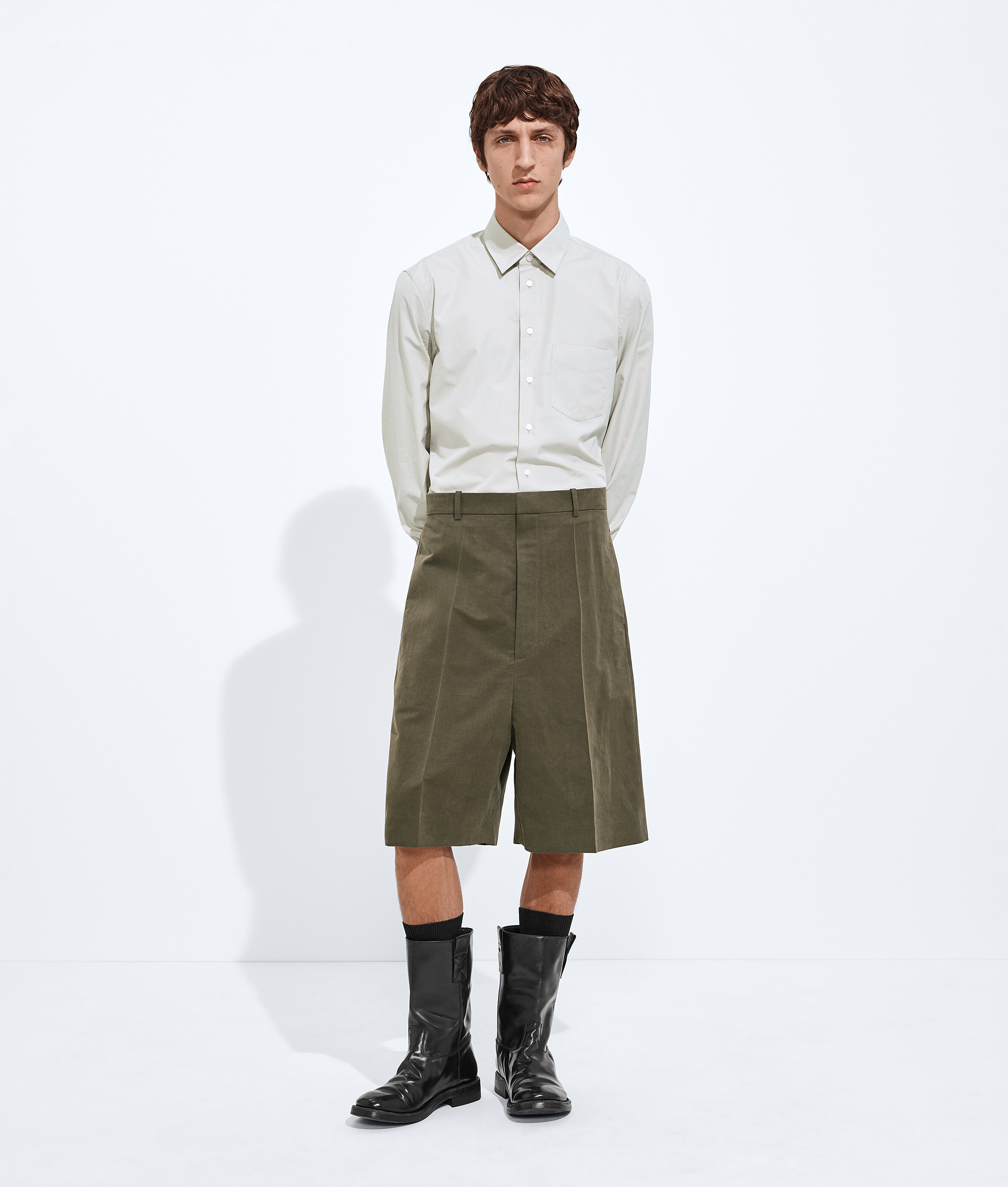 Cotton and Silk Crinkled Shorts