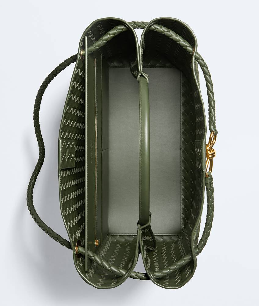 Women's Large Andiamo in Green tweed Bottega Veneta Denmark EN - Image 3