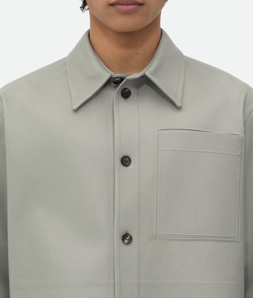 Men's Bonded Leather Shirt in Seal Bottega Veneta South Korea EN - Image 4