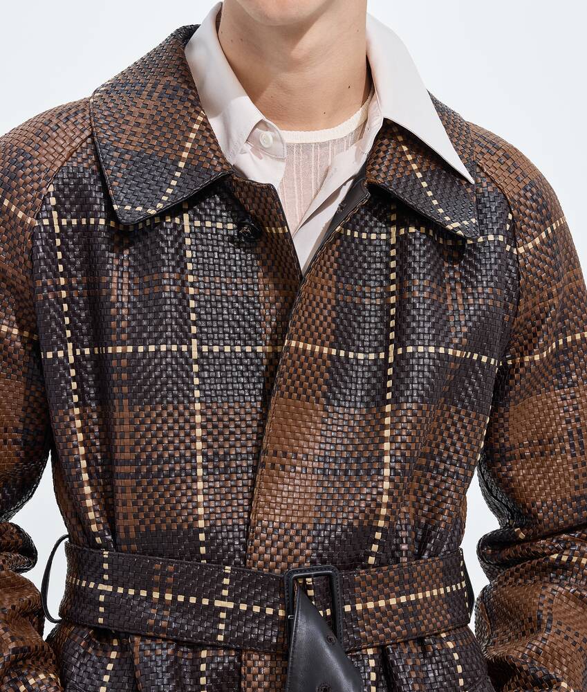 Men's Mini Intrecciato Leather Coat in Nocciola/fond/sesame Bottega Veneta Poland EN - Image 4