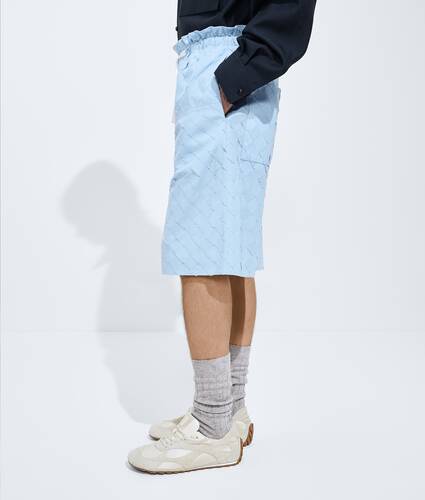 Men's Intrecciato Cotton Poplin Shorts in Oxford blue Bottega Veneta United Kingdom EN - Image 2