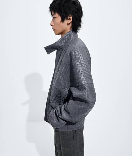 Men's Intrecciato Leather Jacket in Harbor gray Bottega Veneta Greece EN - Image 2