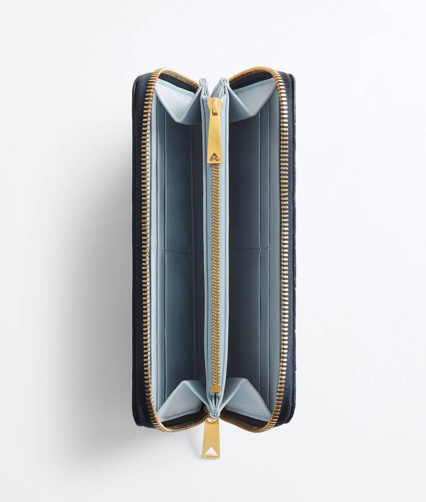 Women's Intrecciato Zip-Around Wallet in Petroleum/glacial Bottega Veneta Italy EN - Image 2