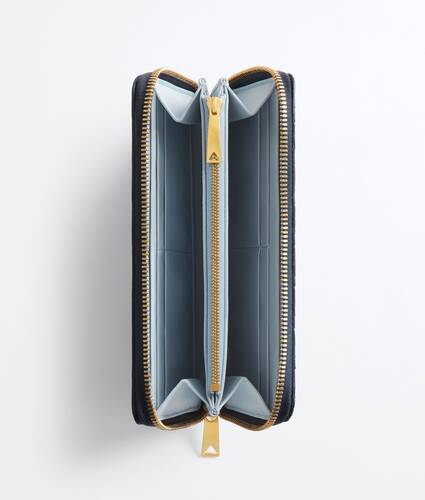 Women's Intrecciato Zip-Around Wallet in Petroleum/glacial Bottega Veneta Italy EN - Image 2