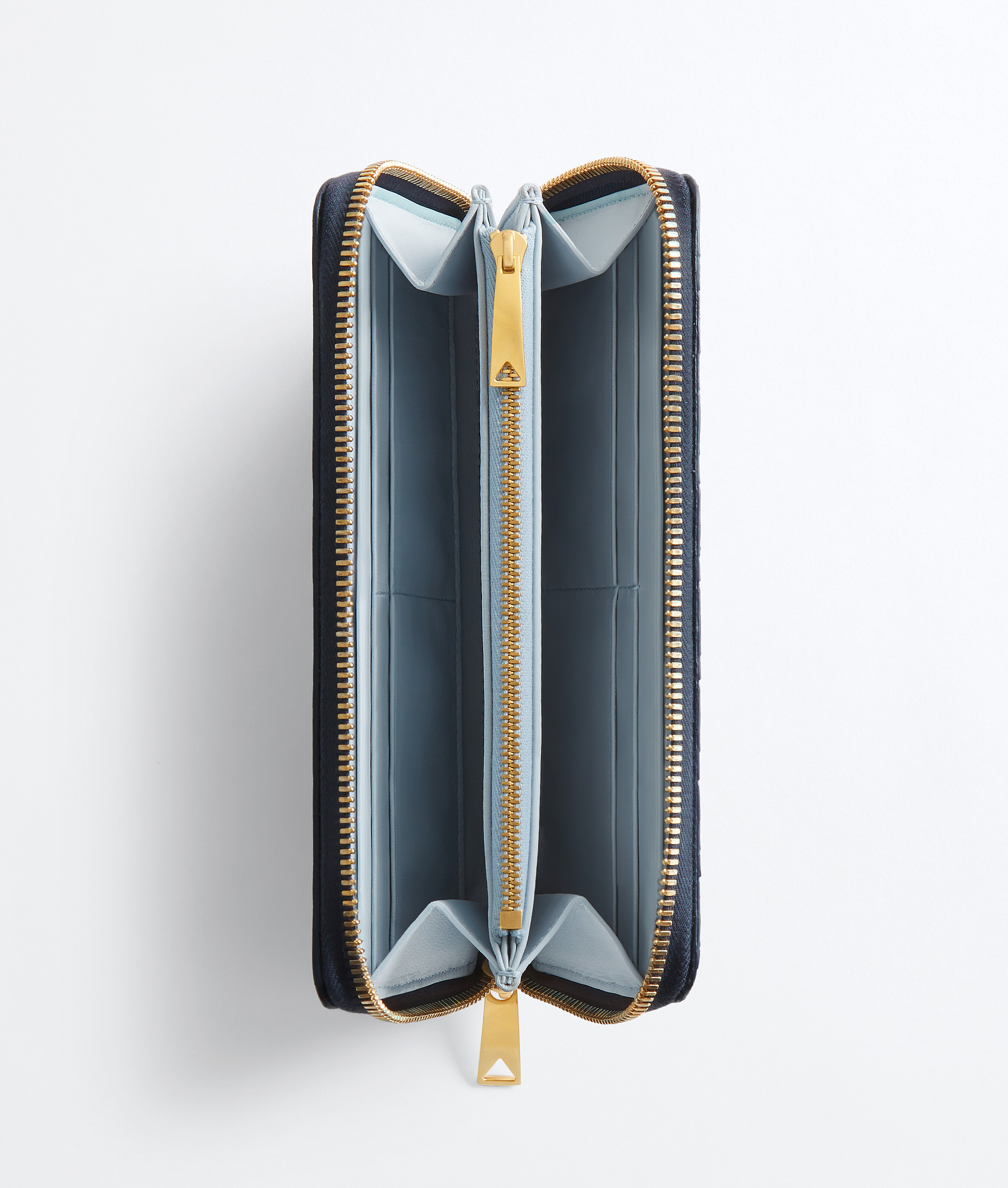 Women's Intrecciato Zip-Around Wallet in Petroleum/glacial Bottega Veneta Luxembourg EN - Image 2