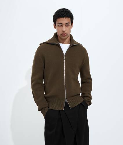 Wool and Cotton Zip-up Cardigan