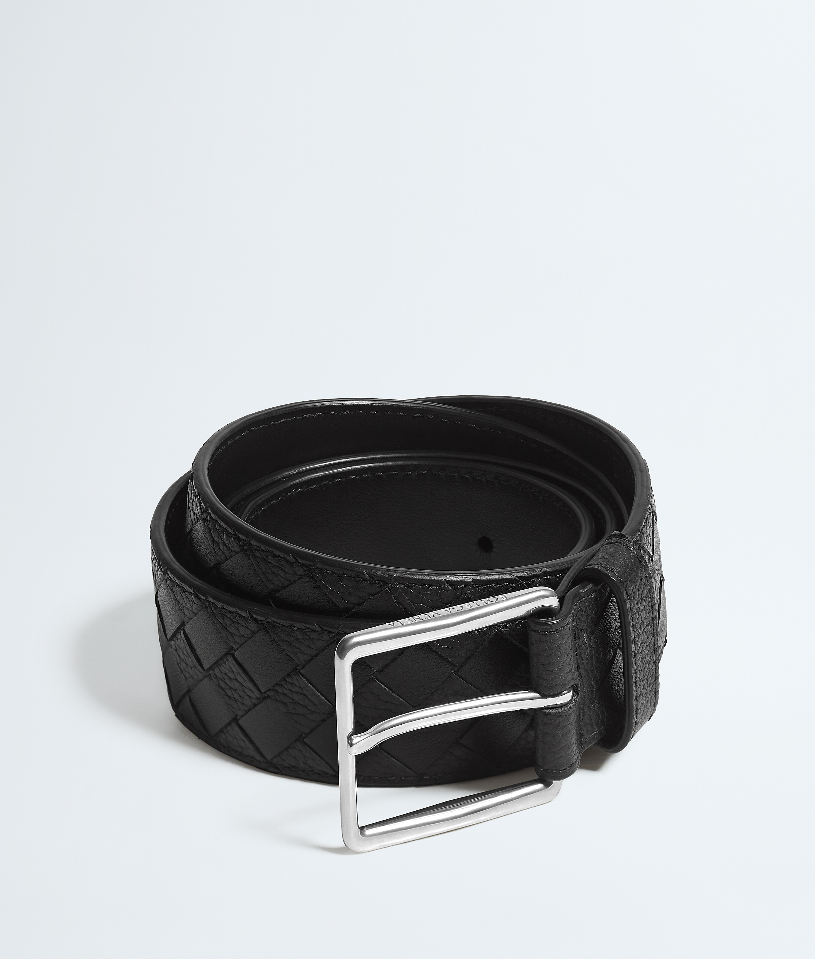 Bottega Veneta Black Intrecciato Taurillon Belt - Man - 105