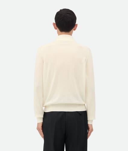 Men's Light Fine Cashmere Polo Jumper in Talc Bottega Veneta Greece EN - Image 3