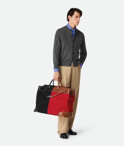 Men's Large Andiamo Voyager in Black/scarlet/light wood Bottega Veneta Canada EN - Image 2