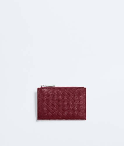 Men's Woven Mycelium Zipped Card Case  in Lava red Bottega Veneta Croatia EN - Image 1