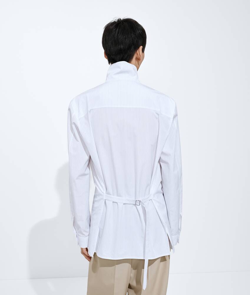 Men's Cotton Poplin Pinstripes Shirt in White/blue Bottega Veneta Canada EN - Image 3