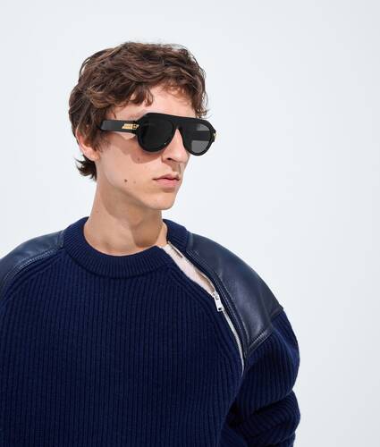 Occhiali da sole aviator Mitre in Black/grey Bottega Veneta Italia IT - Image 2