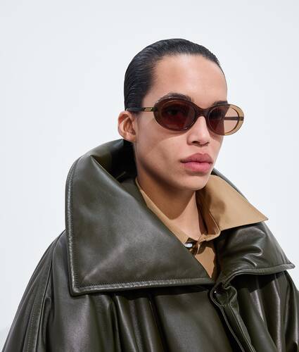 Classic Oval Sunglasses in Brown/brown Bottega Veneta Belgium EN - Image 2