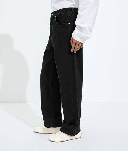 Faded Black Turned-Up Jeans