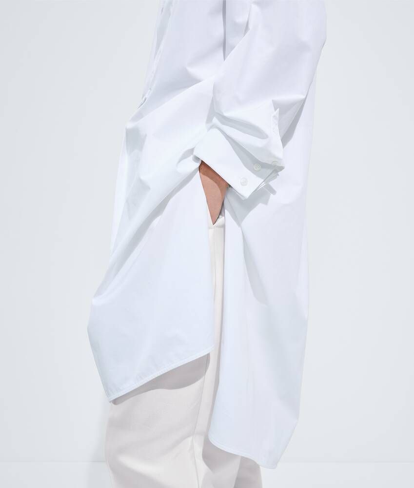 Women's Compact Cotton Poplin Shirt in White Bottega Veneta Estonia EN - Image 4