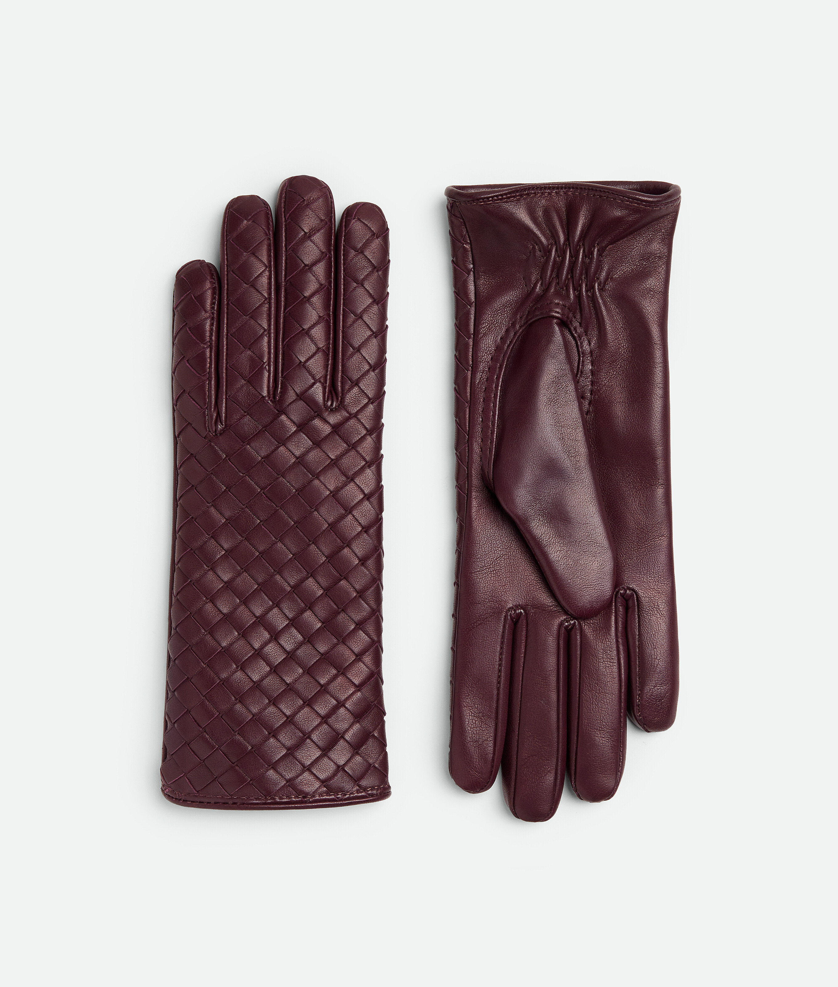 Bottega Veneta Intrecciato Leather Gloves In Purple
