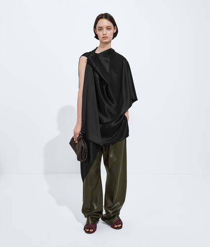 Women's Fluid Silk Satin Top  in Double black Bottega Veneta Bulgaria EN - Image 4