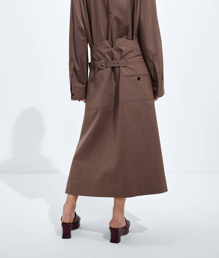 Women's Light Wool Toile Skirt in Camel melange Bottega Veneta Belgium EN - Image 3