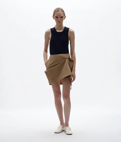 Rock aus kompakter Baumwollpopeline f&uuml;r Damen in Hemp Bottega Veneta &Ouml;sterreich DE - Image 1