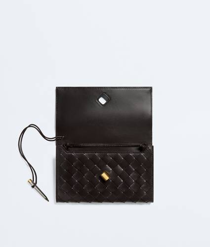 Women's Andiamo Pouch on Strap in Espresso Bottega Veneta Malta EN - Image 3