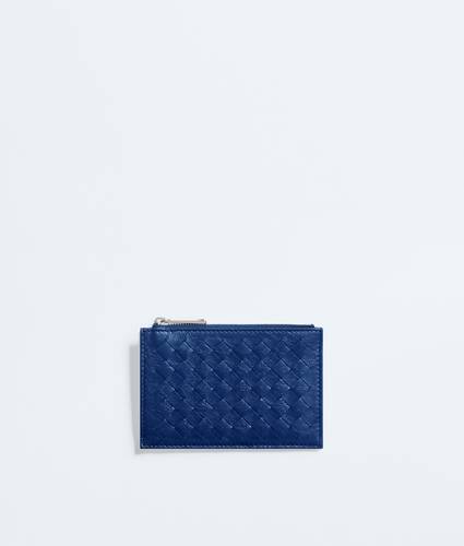 Men's Woven Mycelium Zipped Card Case  in Blue royal Bottega Veneta Croatia EN - Image 1