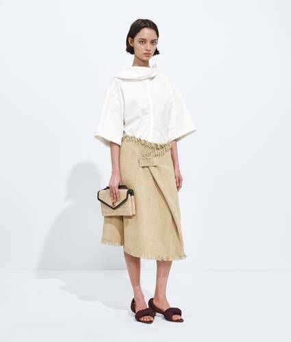 Ela's Top em Toile de Algod&atilde;o Compacto em Chalk Bottega Veneta Brasil PT - Image 5