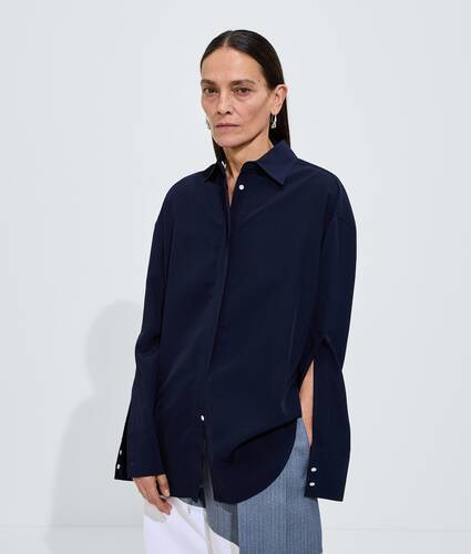 Women's Fluid Silk And Viscose Shirt  in Midnight blue Bottega Veneta Portugal EN - Image 1