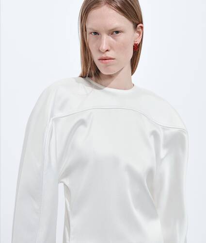 Women's Wool And Silk Satin Top in Chalk Bottega Veneta Belgium EN - Image 4