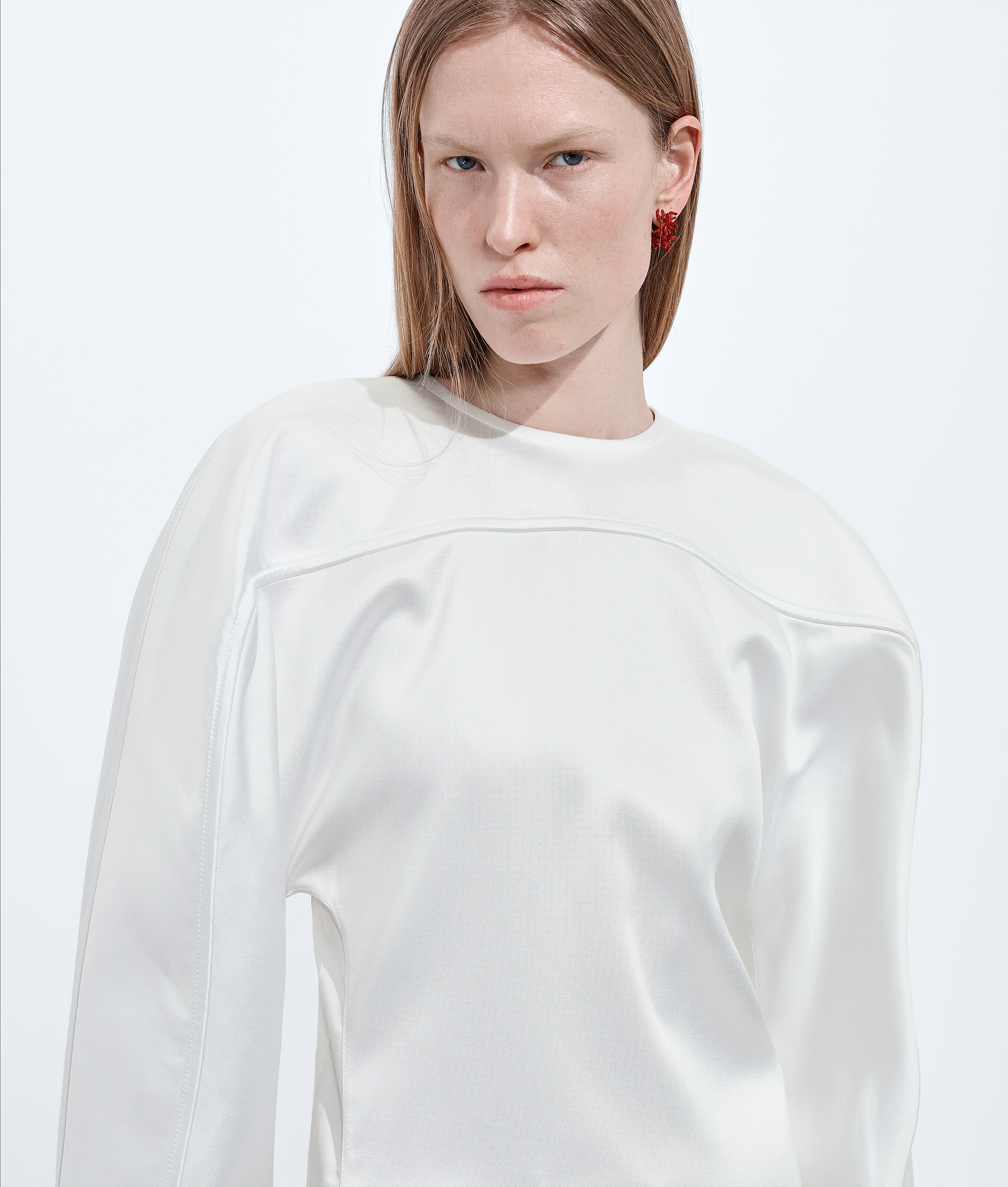 Women's Wool And Silk Satin Top in Chalk Bottega Veneta Finland EN - Image 4
