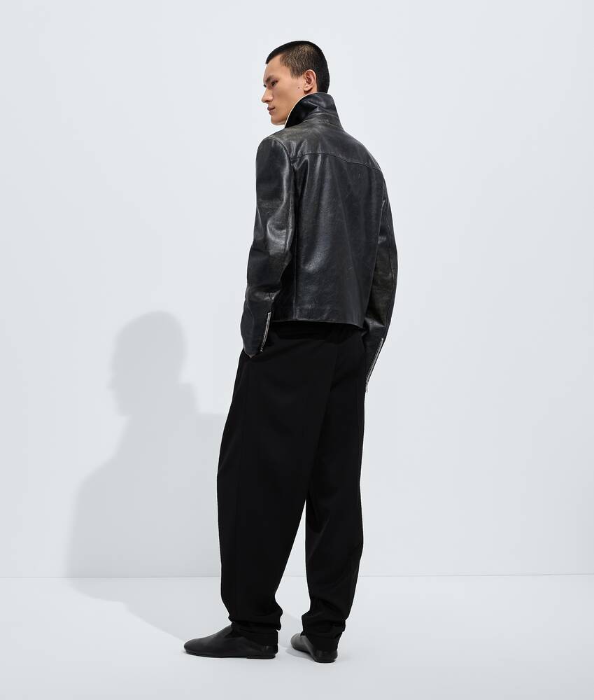 Men's Weathered Leather Jacket in Double black Bottega Veneta United States EN - Image 3