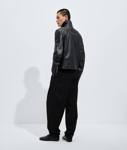Men's Weathered Leather Jacket in Double black Bottega Veneta United States EN - Image 3