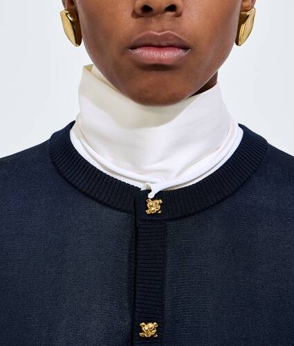 Women's Silk Double Knit Cardigan in Midnight blue/chalk Bottega Veneta Belgium EN - Image 5