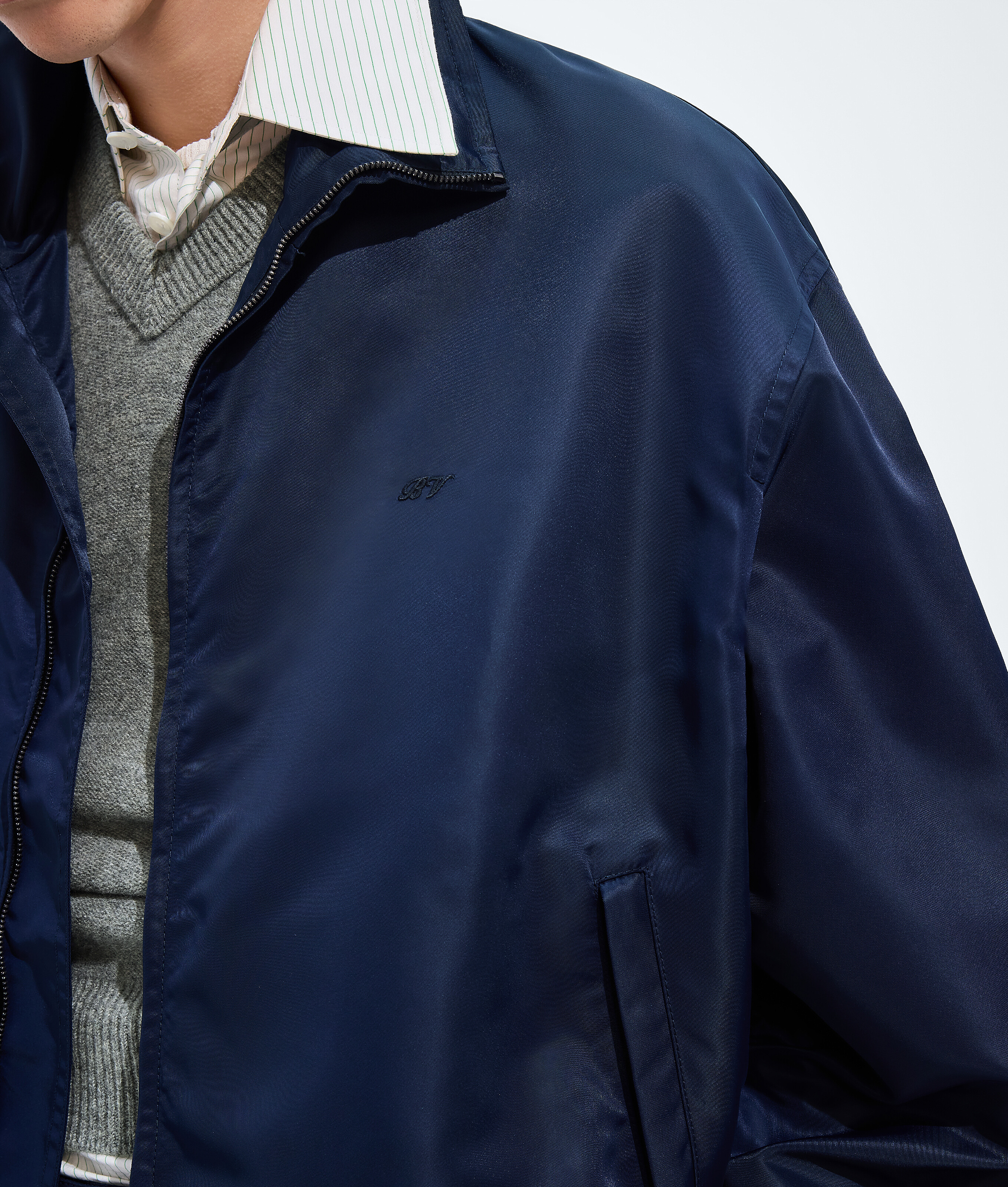 Men's Satin Nylon Blouson in Navy Bottega Veneta Luxembourg EN - Image 5